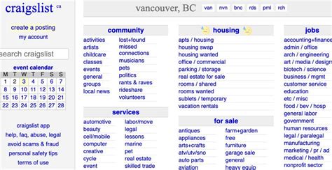 Craigslist metro vancouver - The crossword puzzle of The Province is found online in the “Life” section under the “Diversions” category. A new puzzle is offered on Sunday and Monday of each week with puzzles from previous days accessible by clicking the appropriate hyp...